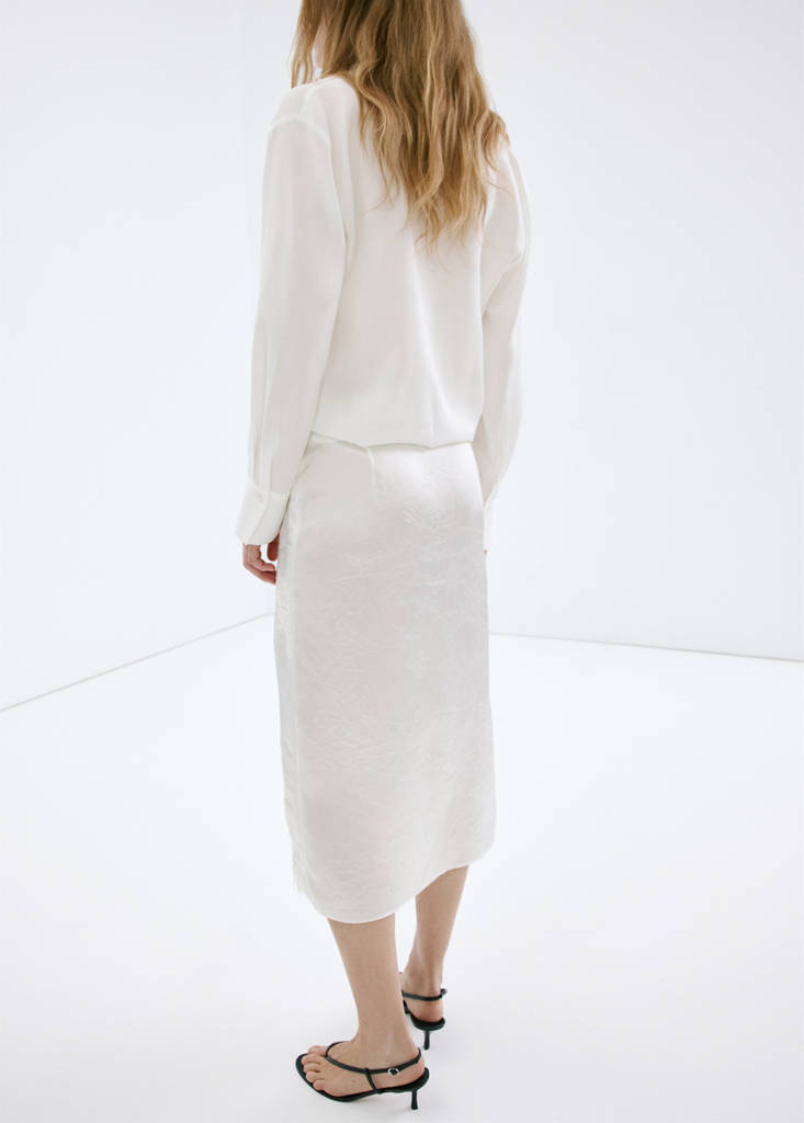 Satin lace skirt — White