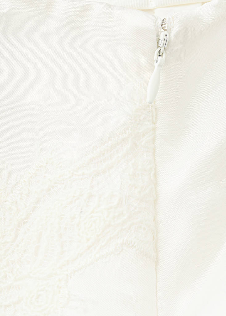 Satin lace skirt — White