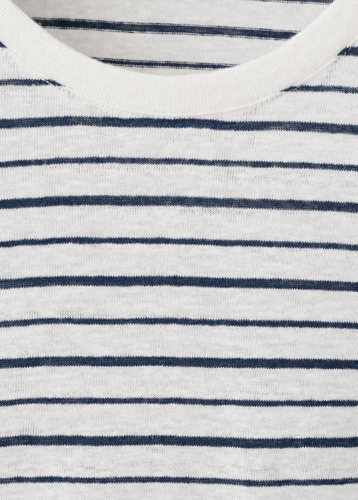 Linen blend slim fit striped T-shirt — White