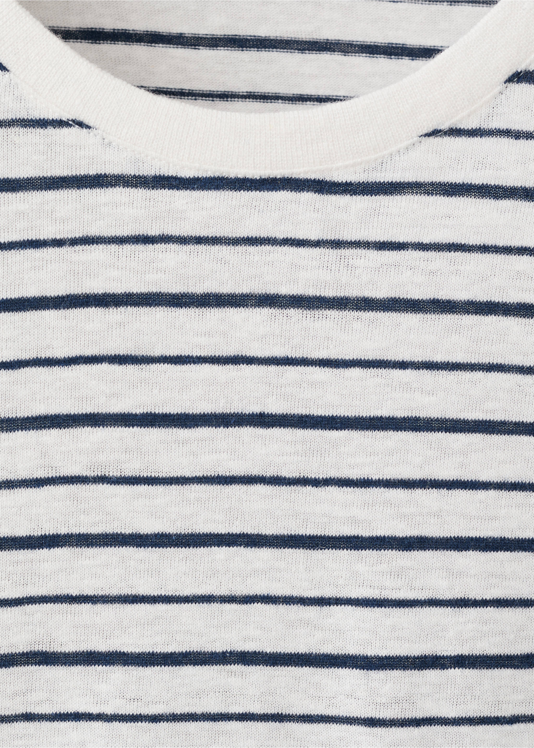 Striped slim-fit linen t-shirt - Details of the article 8, White. Ref: 27067896-00.