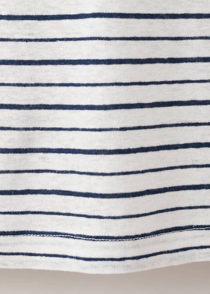 Linen blend slim fit striped T-shirt — White