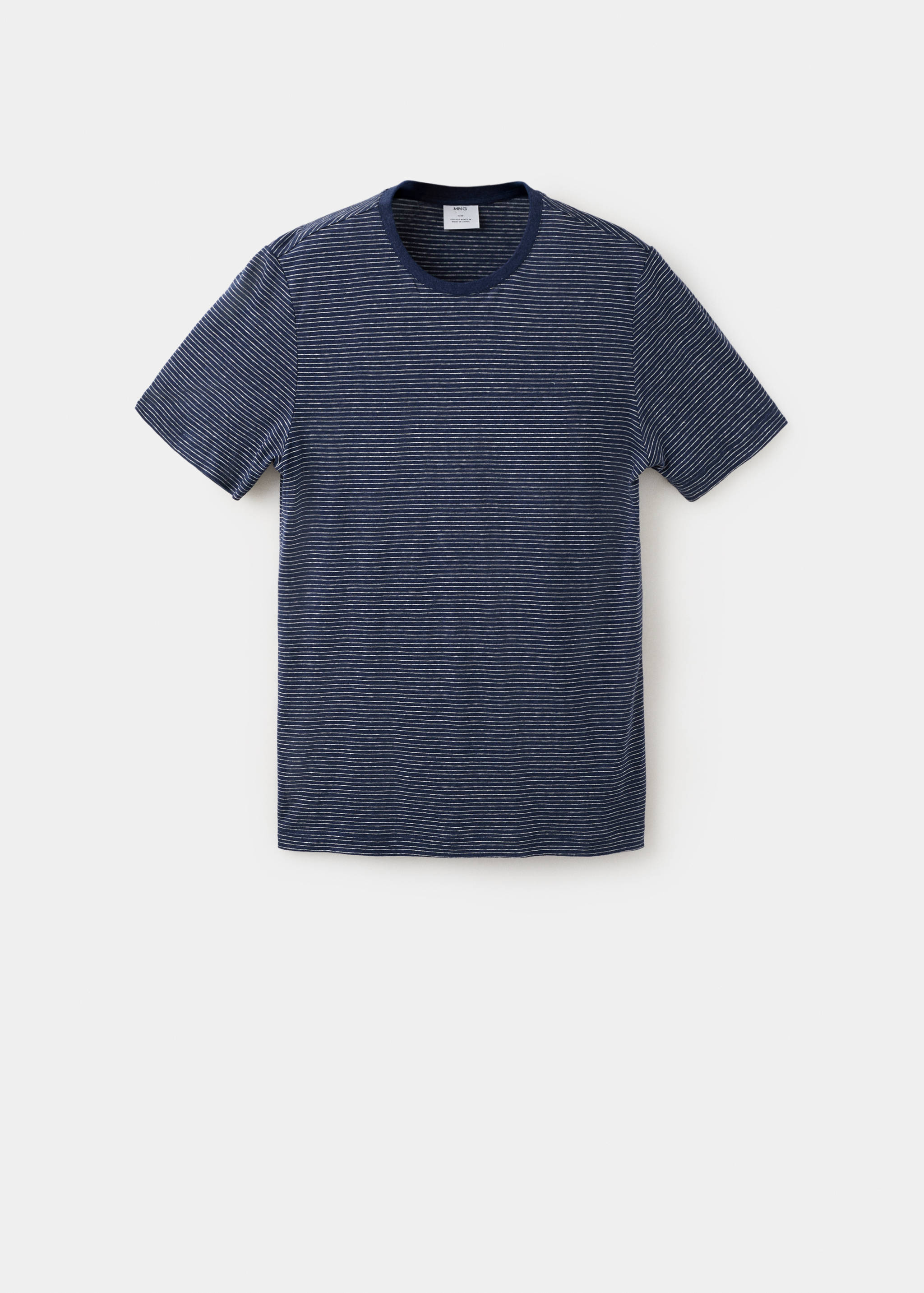 Льняная футболка slim fit в полоску - Изделие без модели