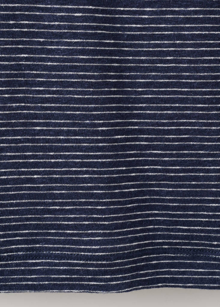 Linen blend slim fit striped T-shirt — Ink Blue