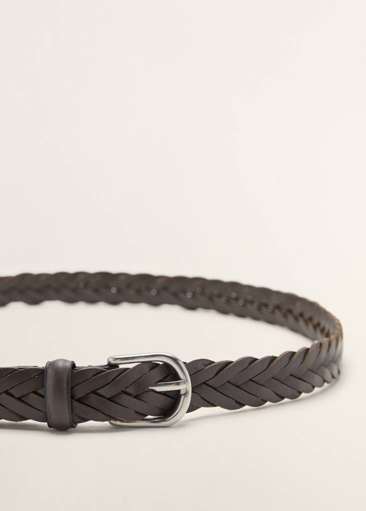 Mango Braided Leather Belt In Brown