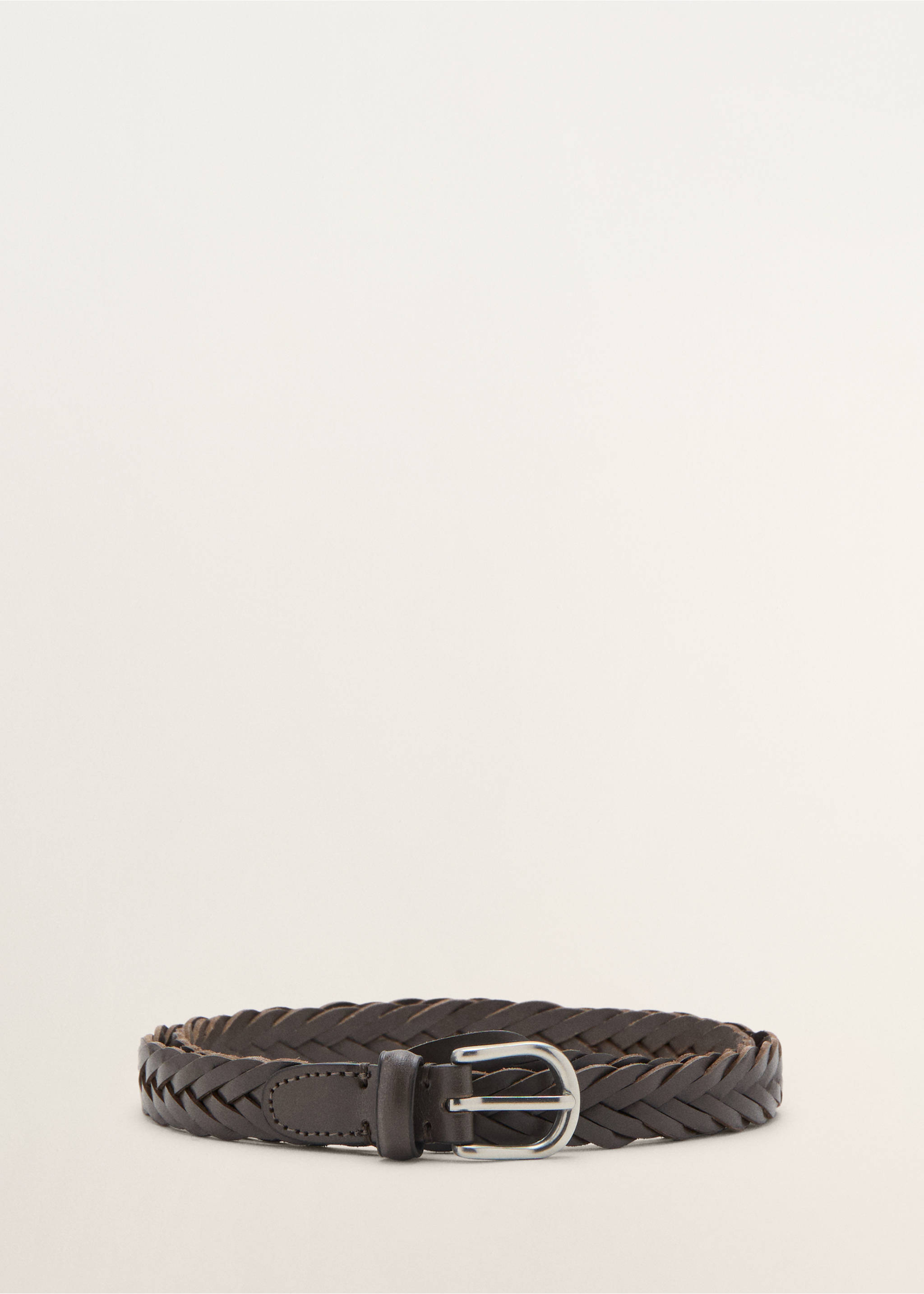 Braided leather belt - Article without model, Brown. Ref: 27067898-00.