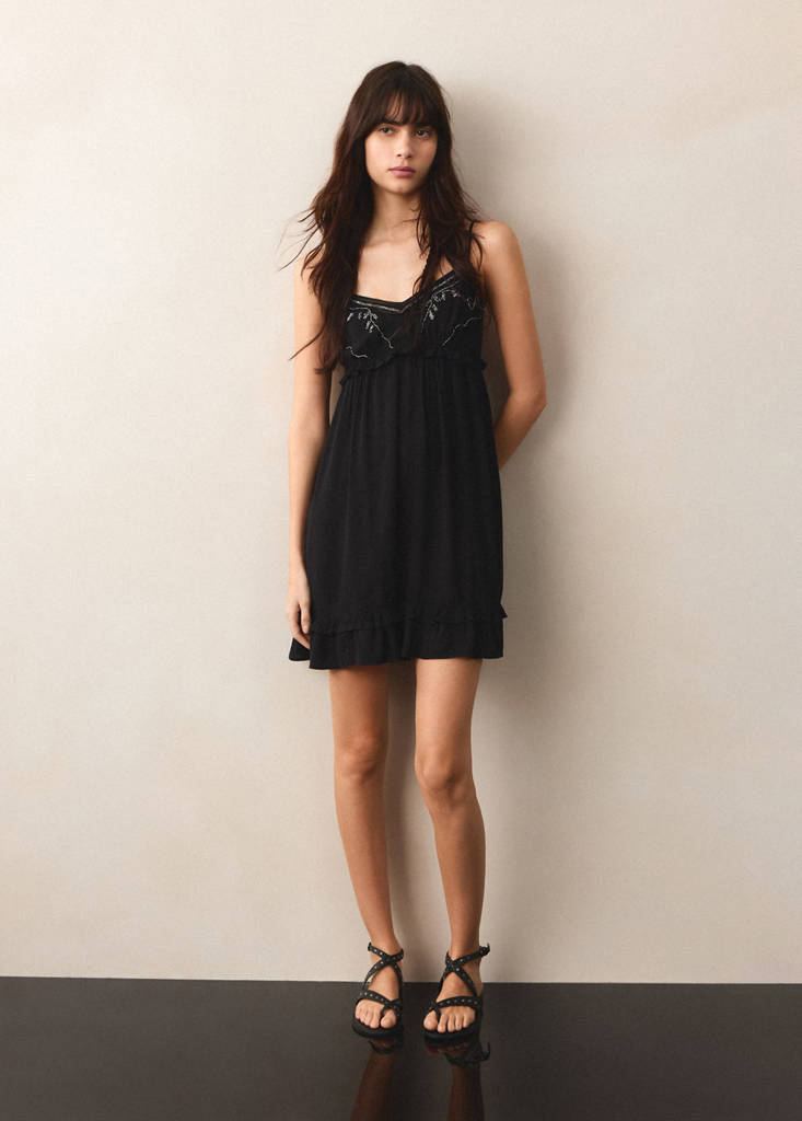 Short dress with bead detail — Black