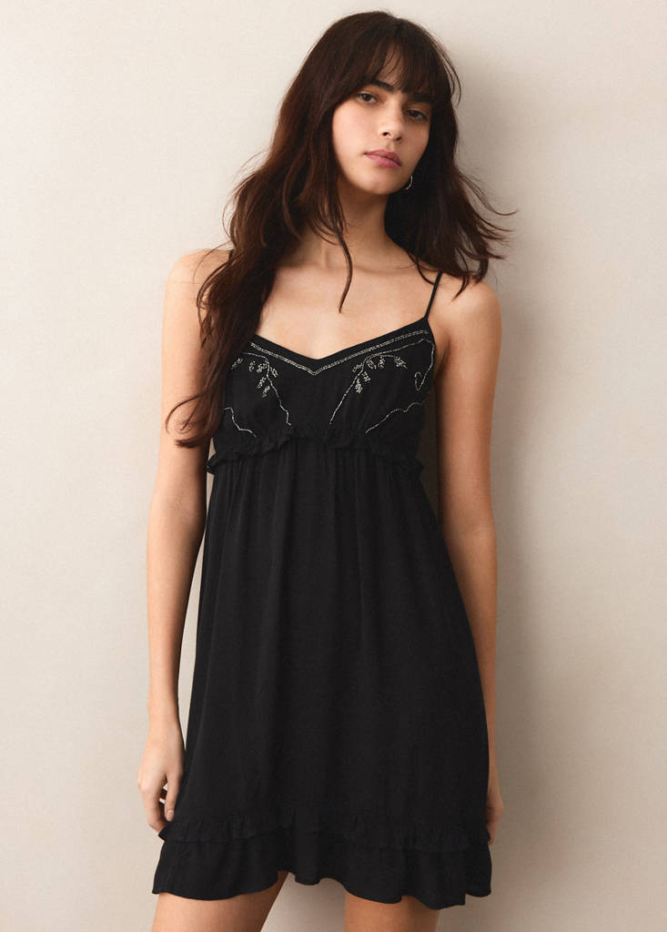 Short dress with bead detail — Black