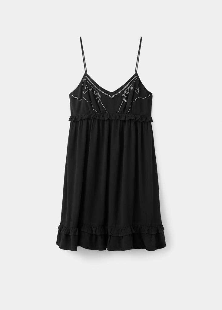 Short dress with bead detail — Black