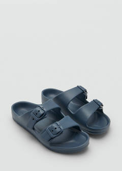 Rubberised buckle sandals — Navy 3