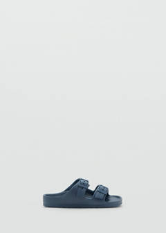 Rubberised buckle sandals — Navy 1
