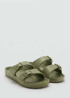 Rubberised buckle sandals — Khaki 3