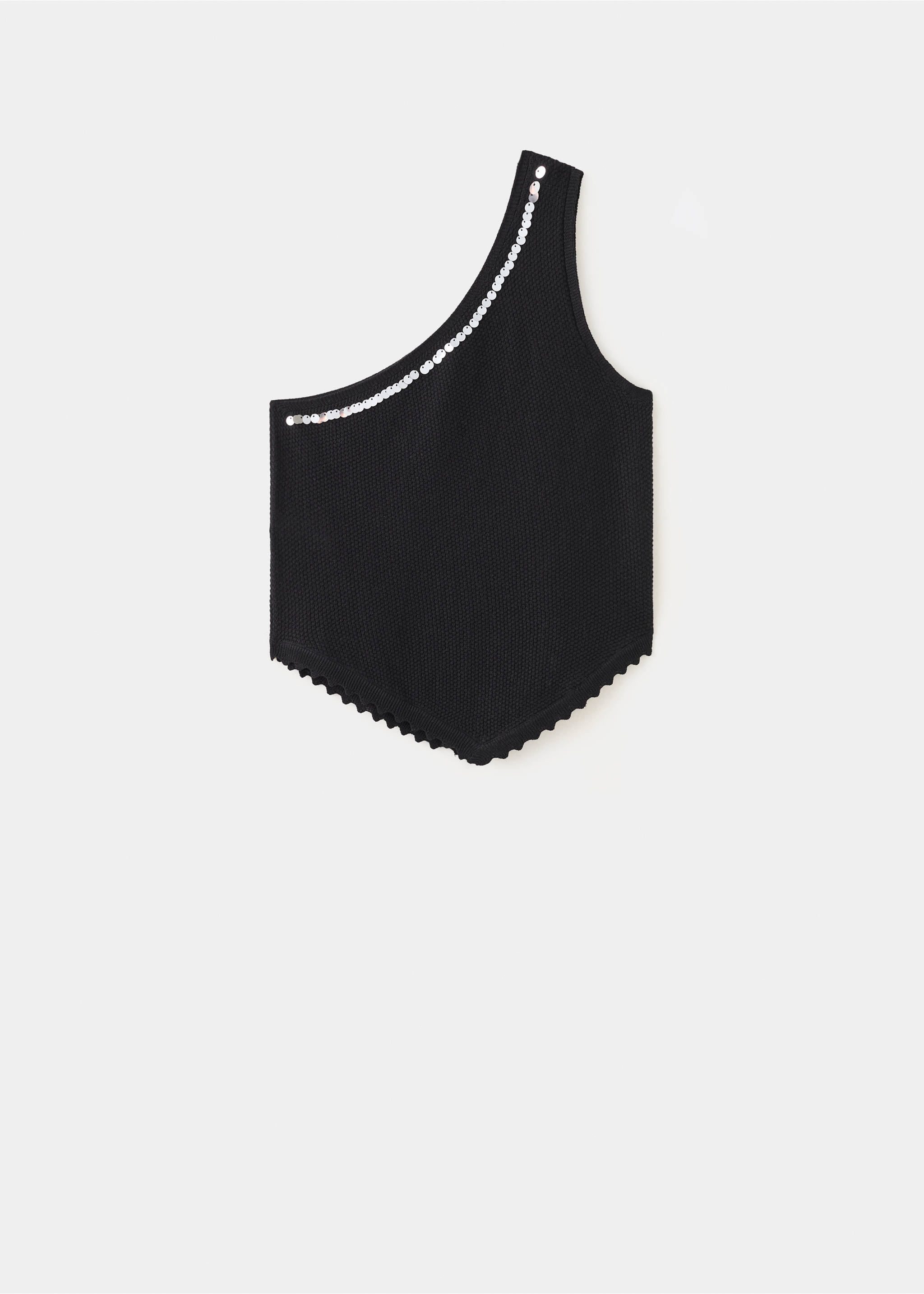 Asymmetric sequin top - Article without model, Black. Ref: 27067907-00.
