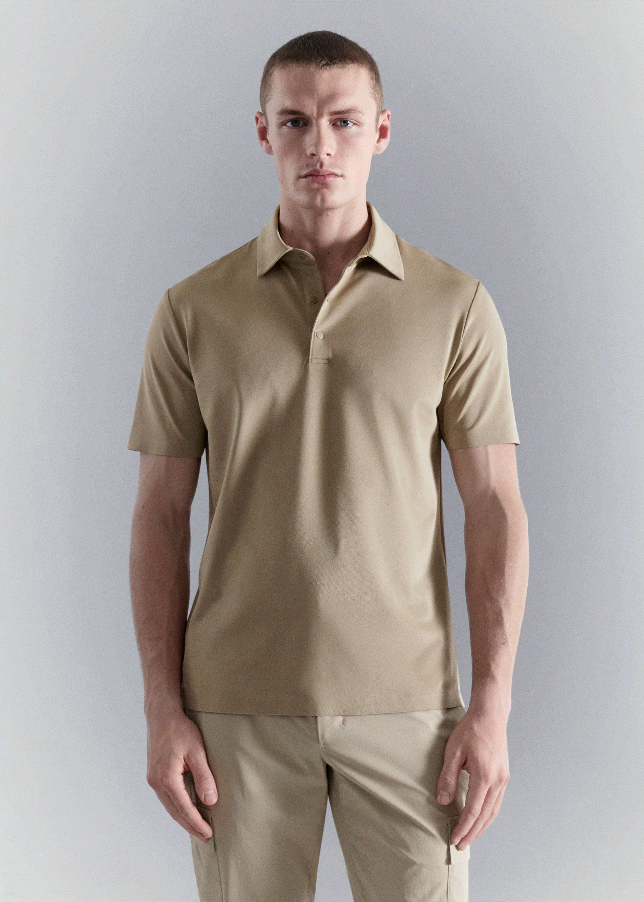 COOLMAX® slim fit polo shirt - Medium plane, Beige. Ref: 27067910-00.