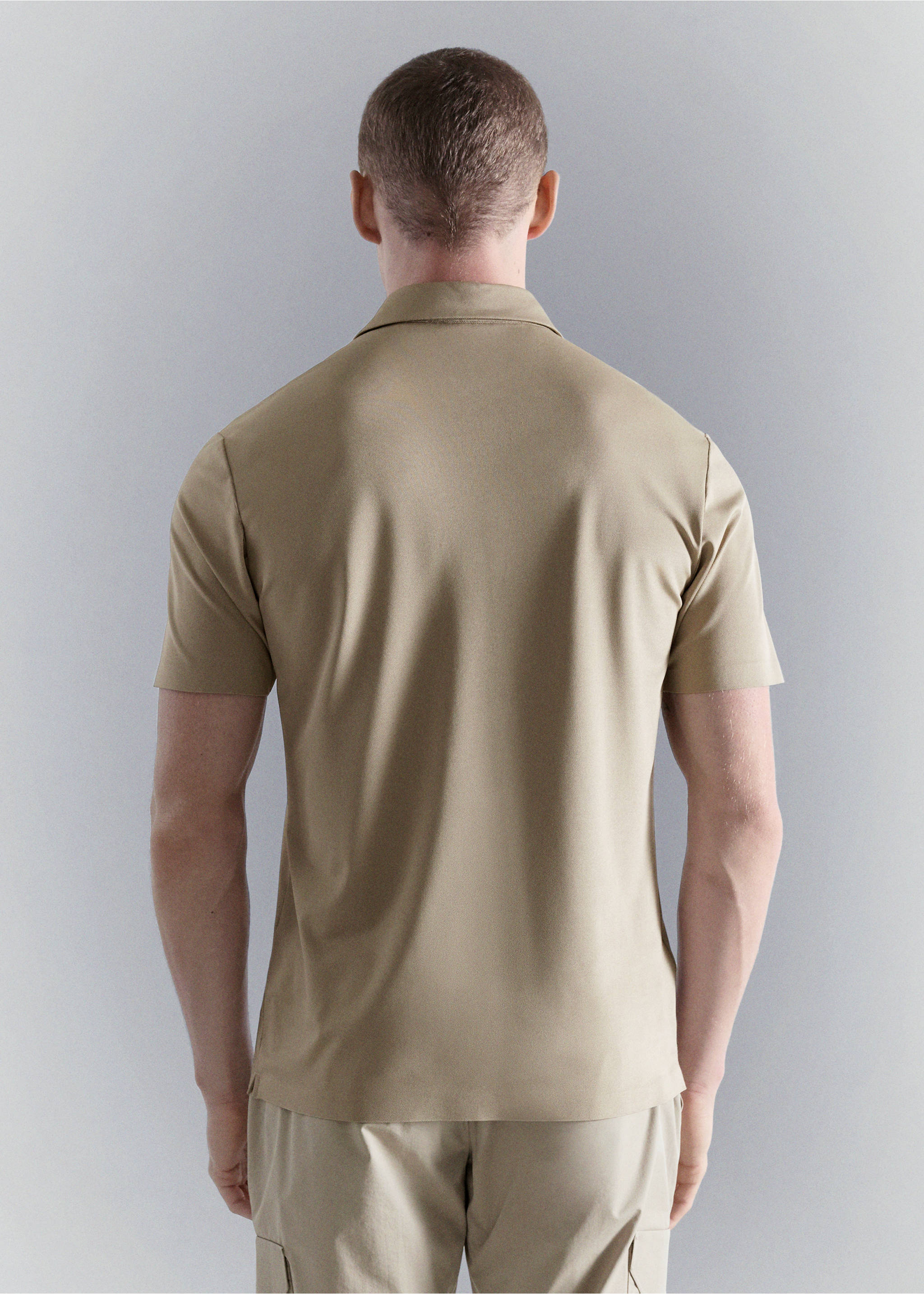COOLMAX® slim fit polo shirt - Reverse of the article, Beige. Ref: 27067910-00.