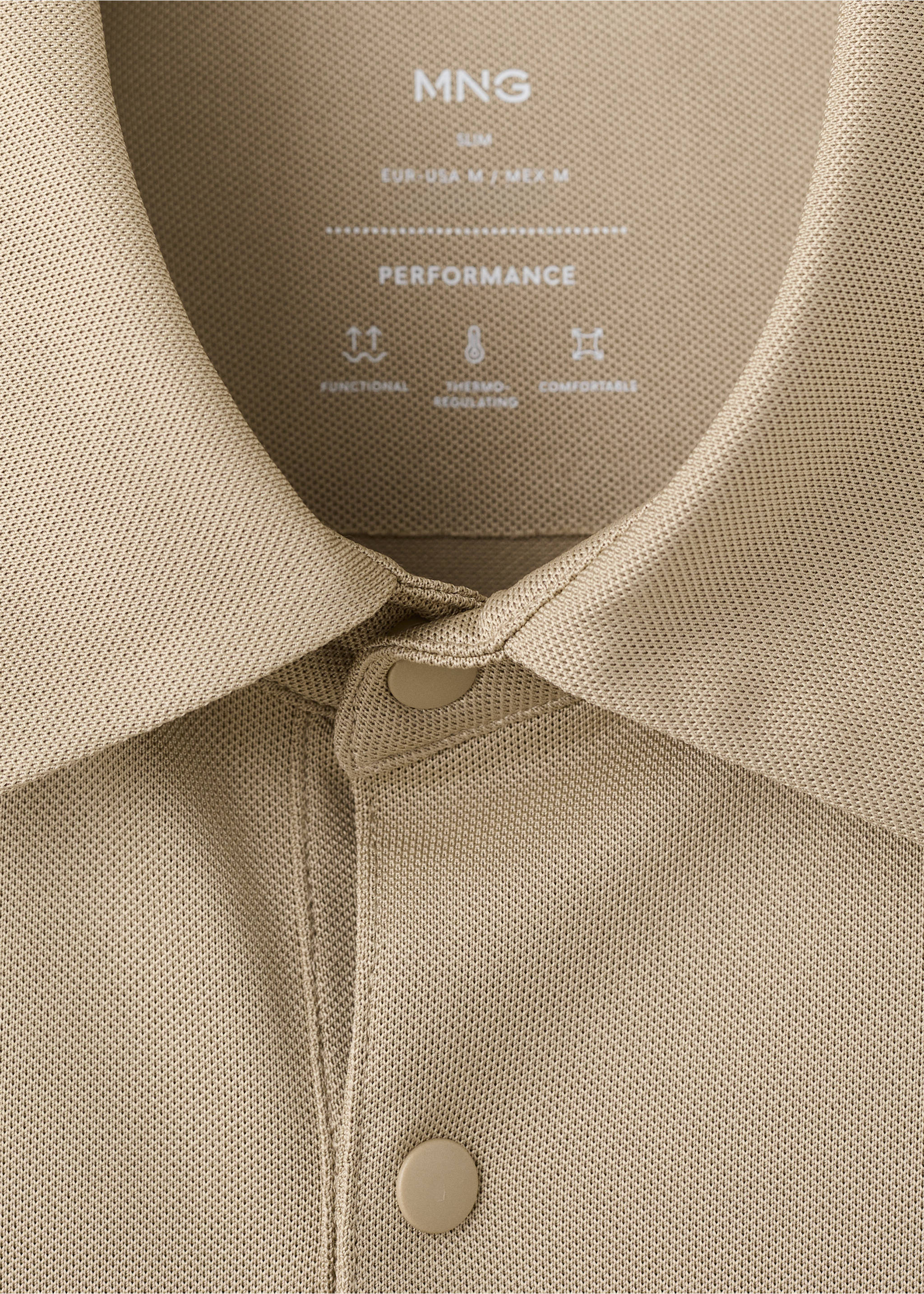 COOLMAX® slim fit polo shirt - Details of the article 8, Beige. Ref: 27067910-00.