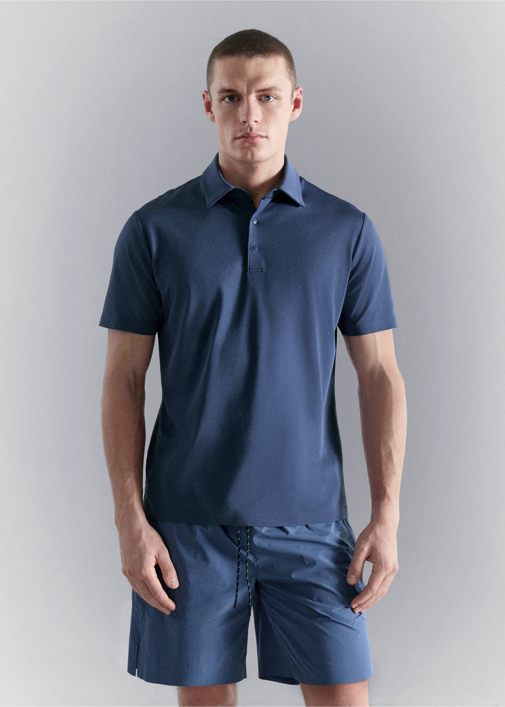 COOLMAX® slim fit polo shirt - Medium plane, Ink Blue. Ref: 27067910-00.