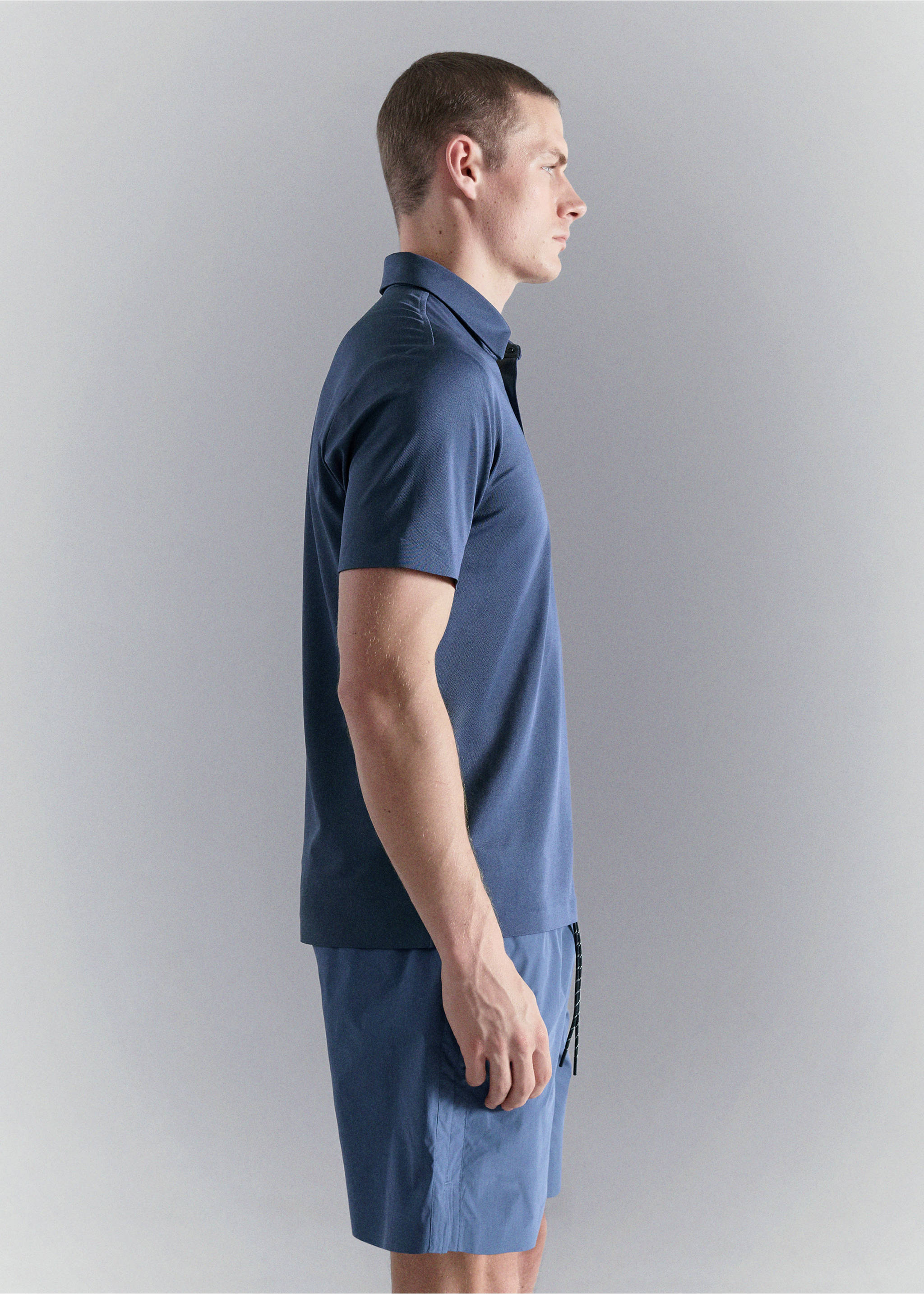 COOLMAX® slim fit polo shirt - Details of the article 2, Ink Blue. Ref: 27067910-00.