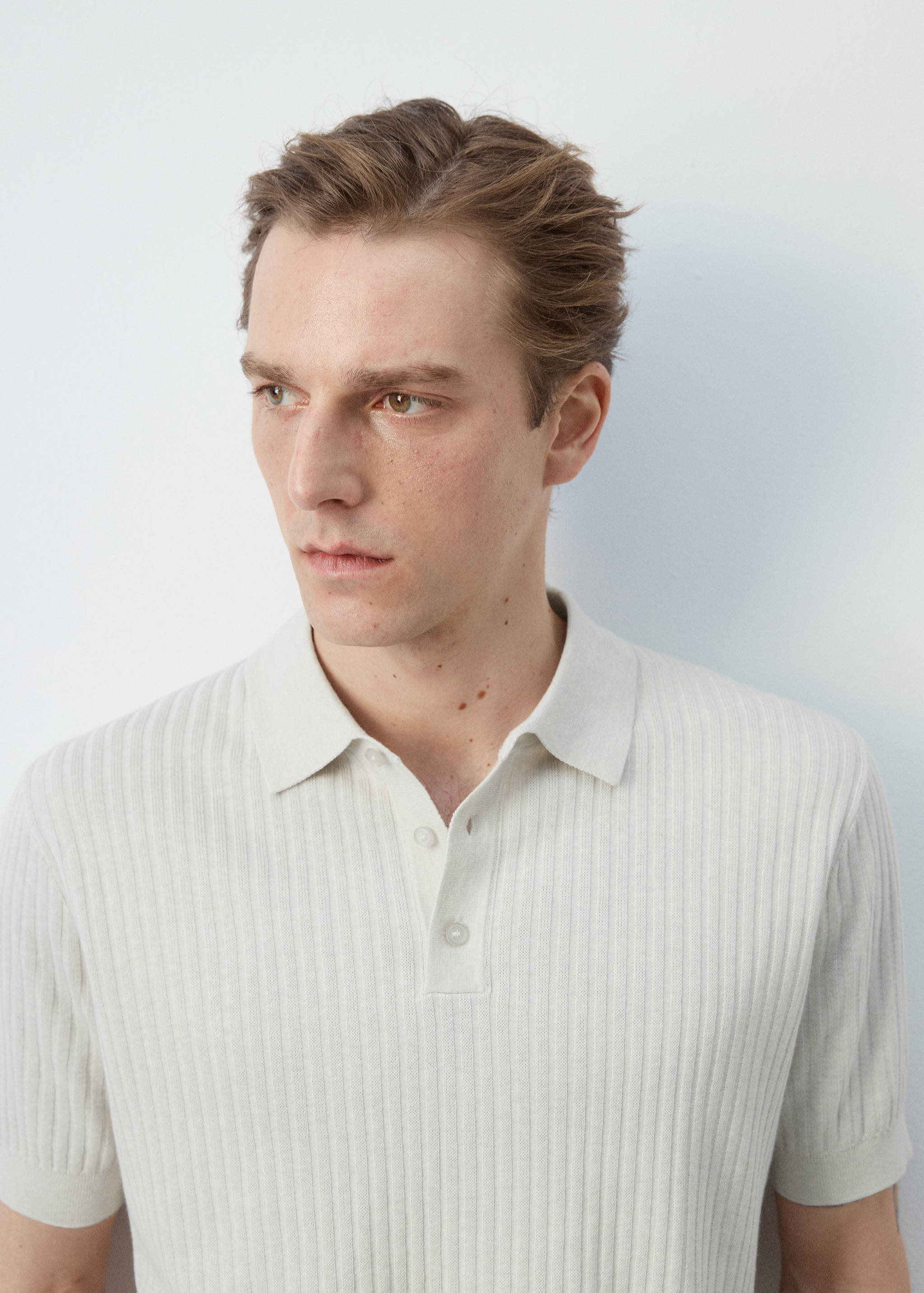 Rib-knit cotton-blend polo shirt - Details of the article 1