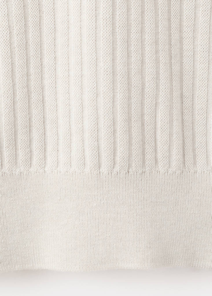 Ribbed cotton-blend knit polo — Sand