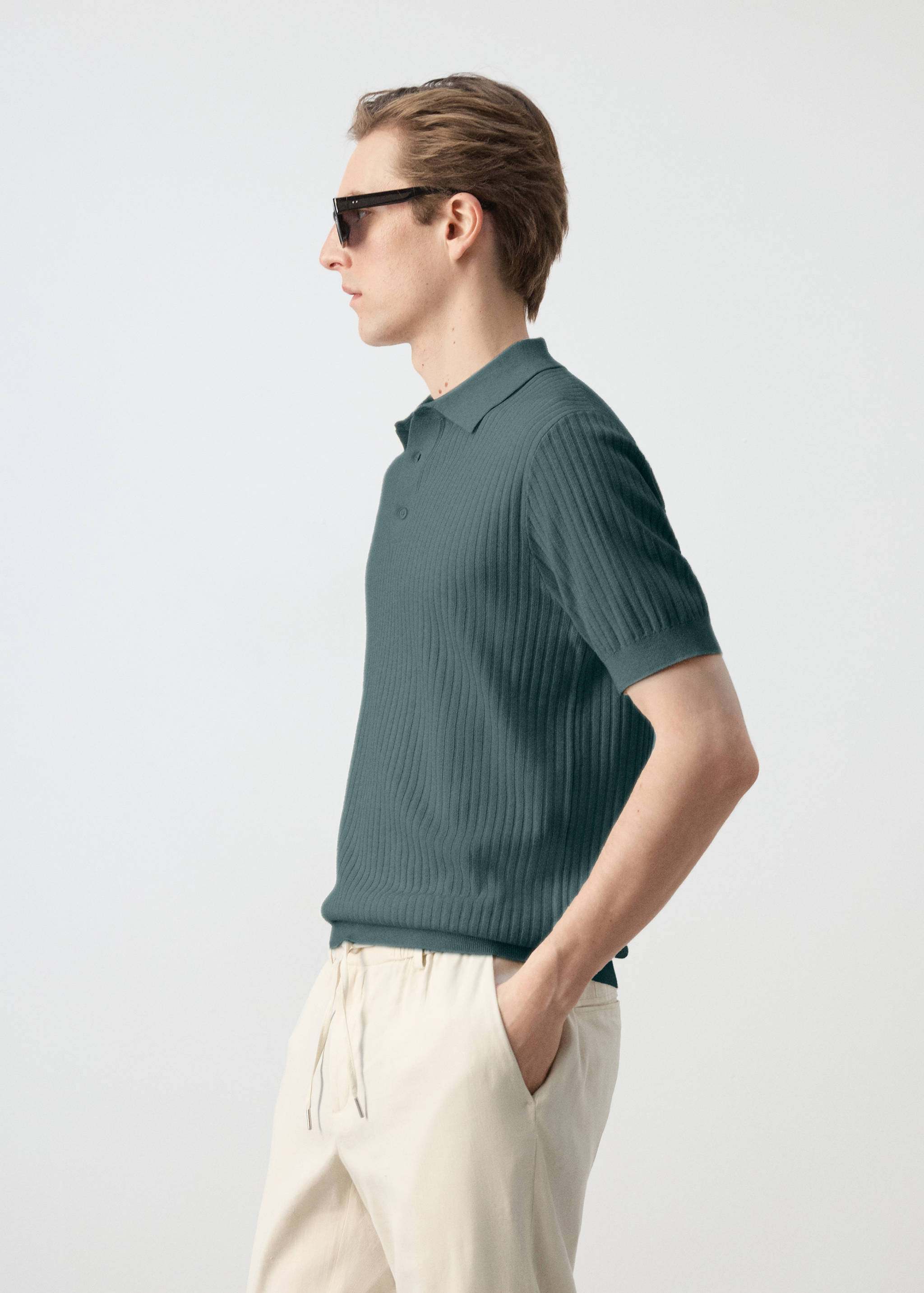 Rib-knit cotton-blend polo shirt - Details of the article 2