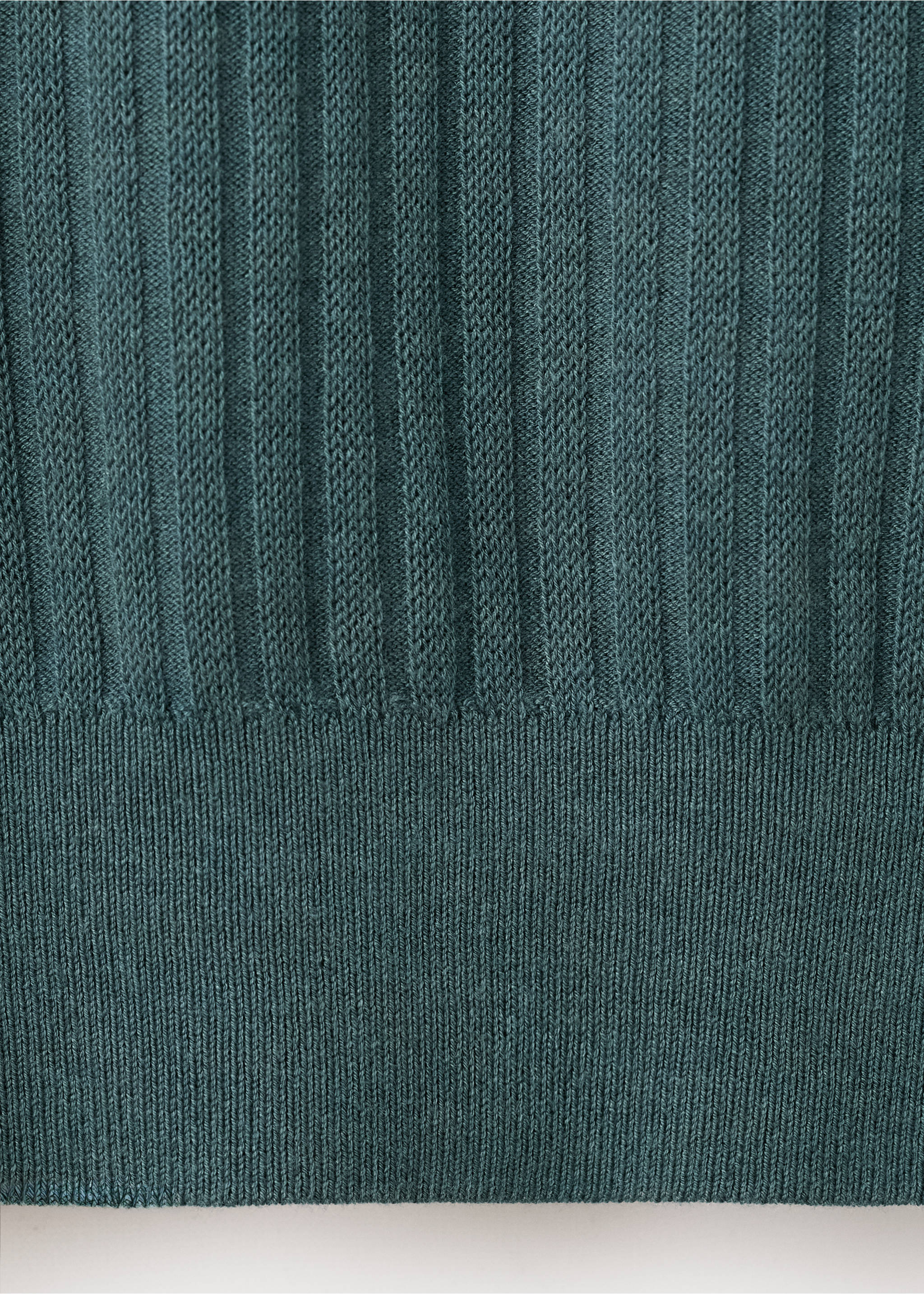 Rib-knit cotton-blend polo shirt - Details of the article 0, Forest Green. Ref: 27067913-00.