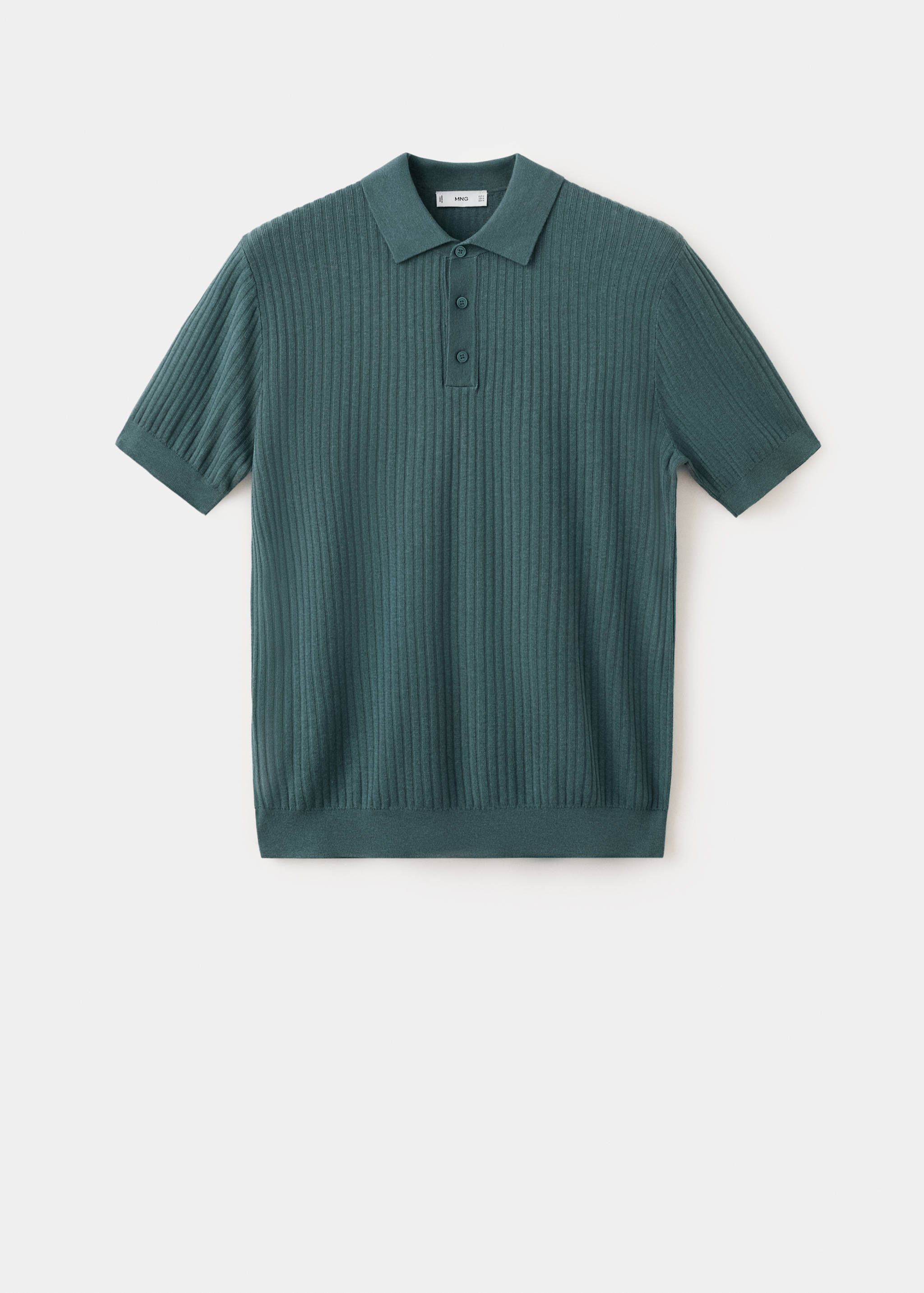 Ribbed cotton-blend knit polo - Article without model