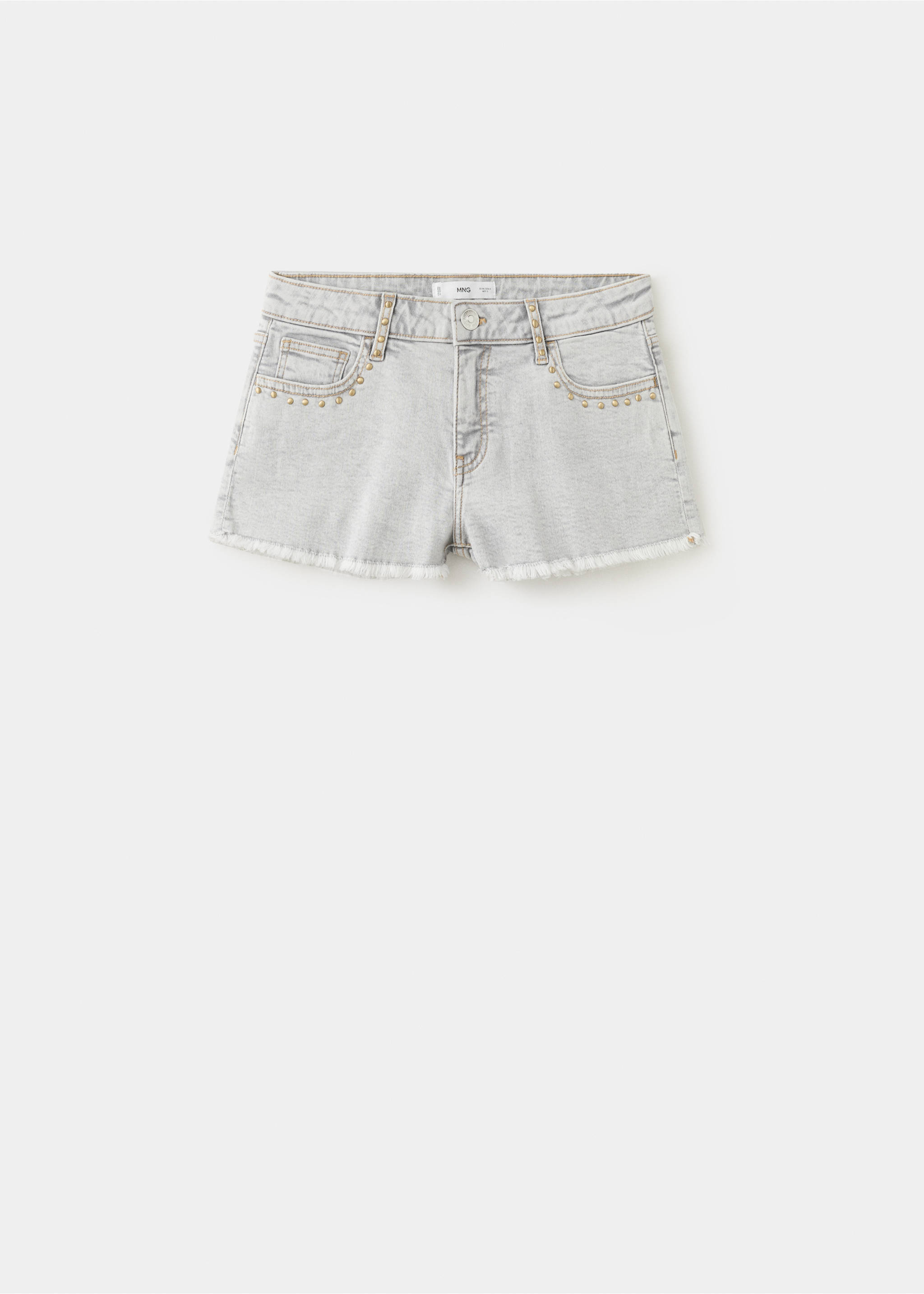 شورتات قصيرة بتفاصيل مهترئة - منتج دون نموذج, رمادي دنيم. Ref: 27067914-00.