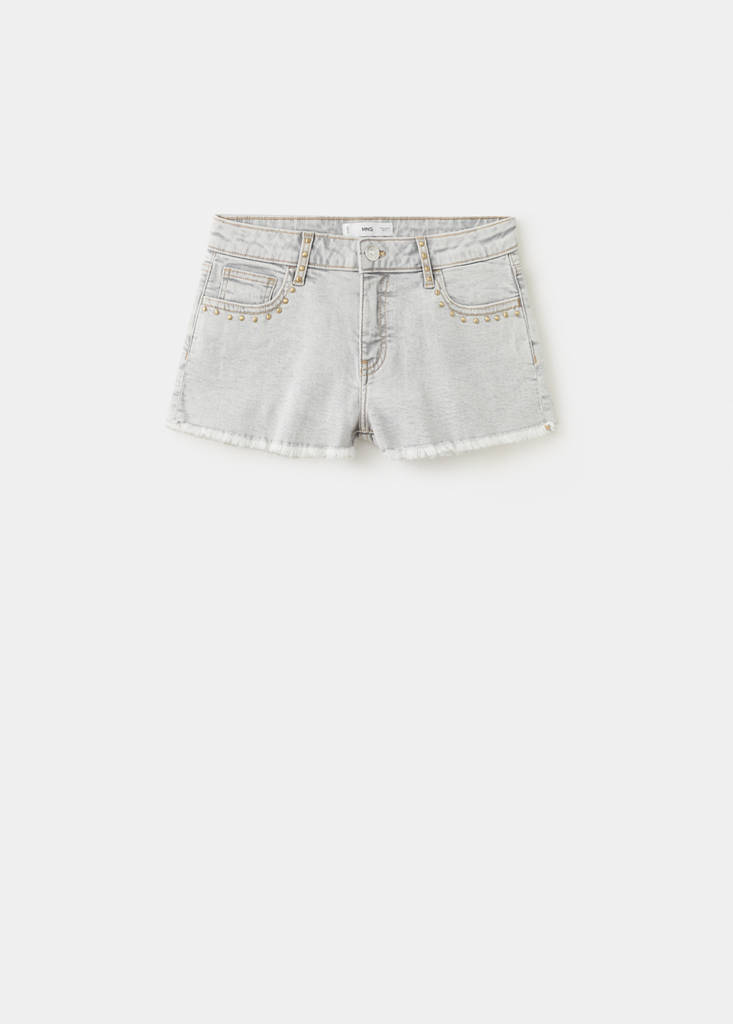 Frayed detail mini shorts — Denim Grey
