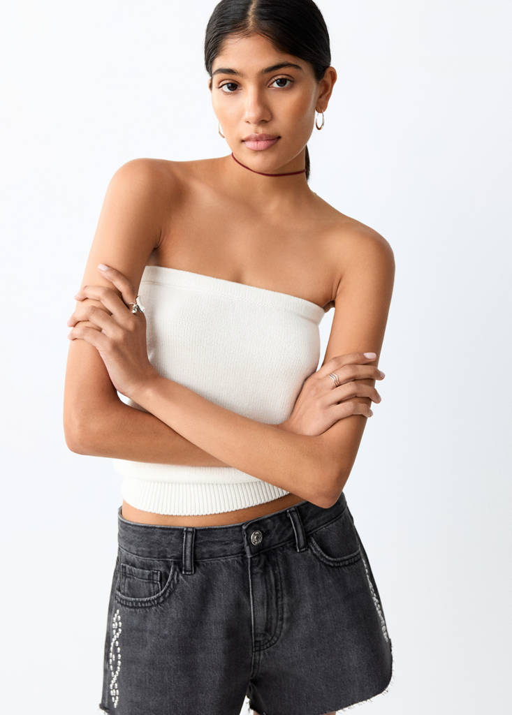Strapless top — Ecru
