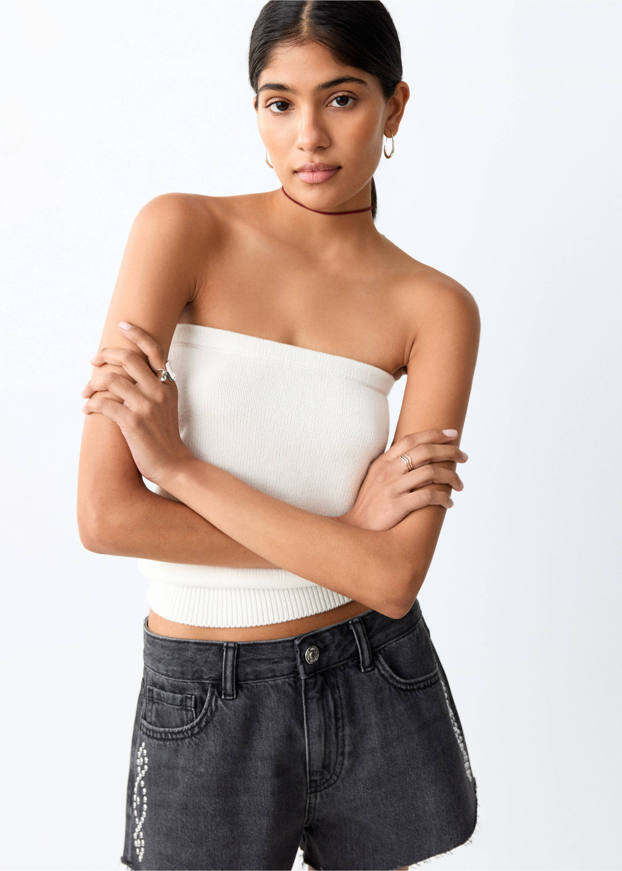 Топ без бретелей - Середній план, Екрю. Ref: 27067915-00.