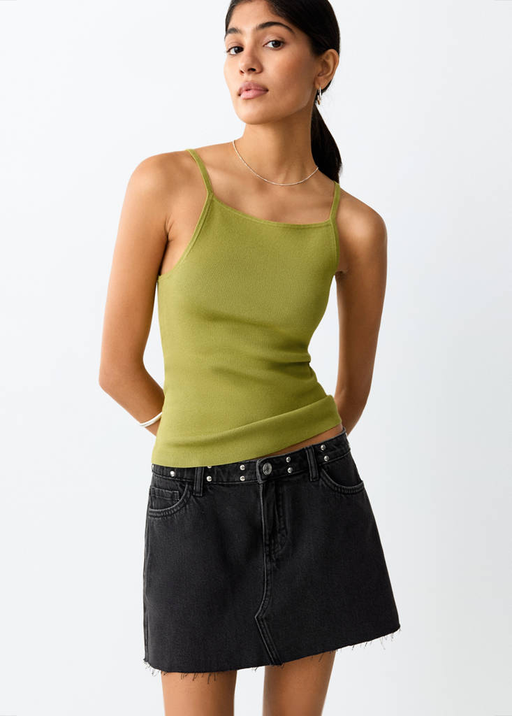 Fine-knit top — Green
