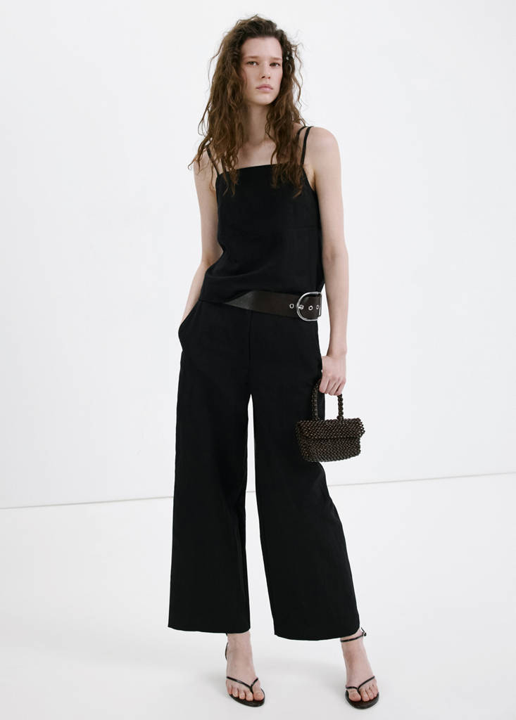 Lyocell top with double straps — Black