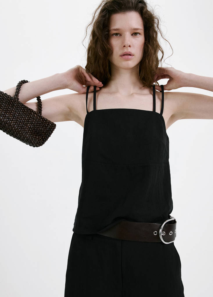 Lyocell top with double straps — Black