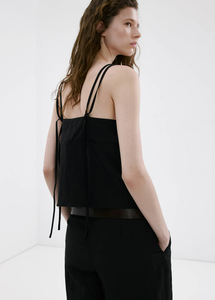 Lyocell top with double straps — Black