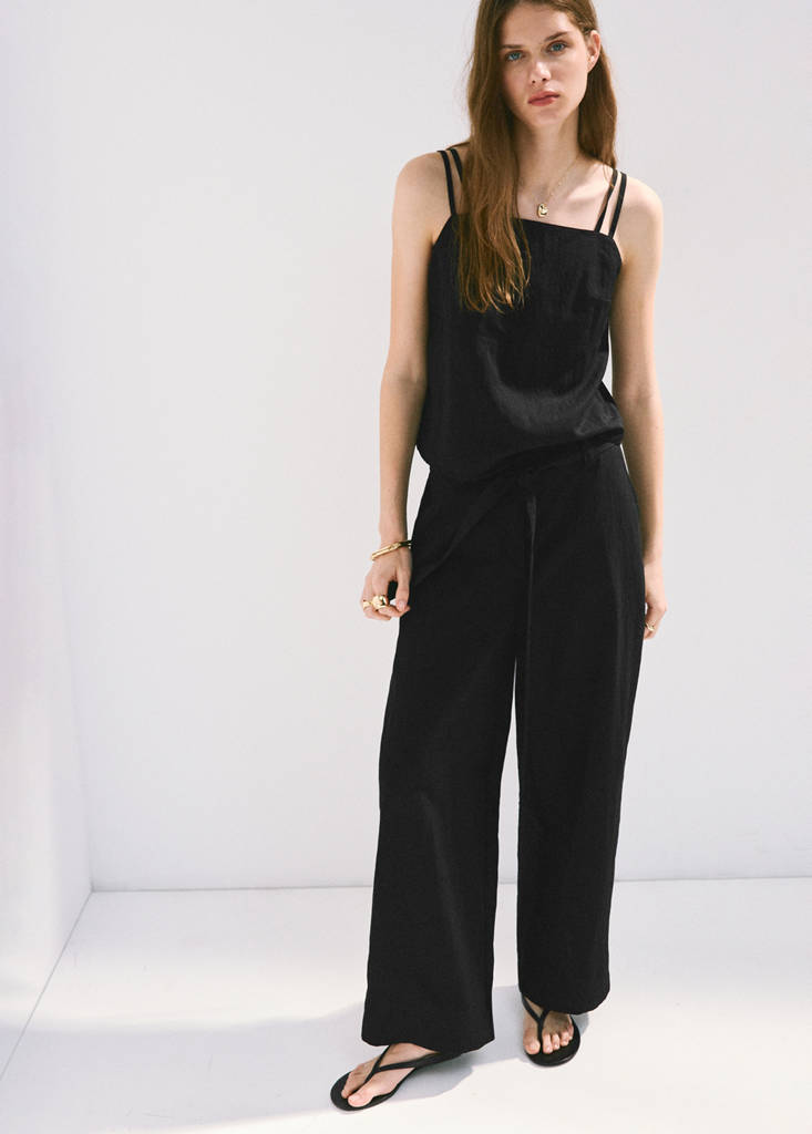 Lyocell top with double straps — Black