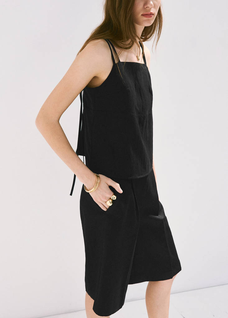 Lyocell top with double straps — Black