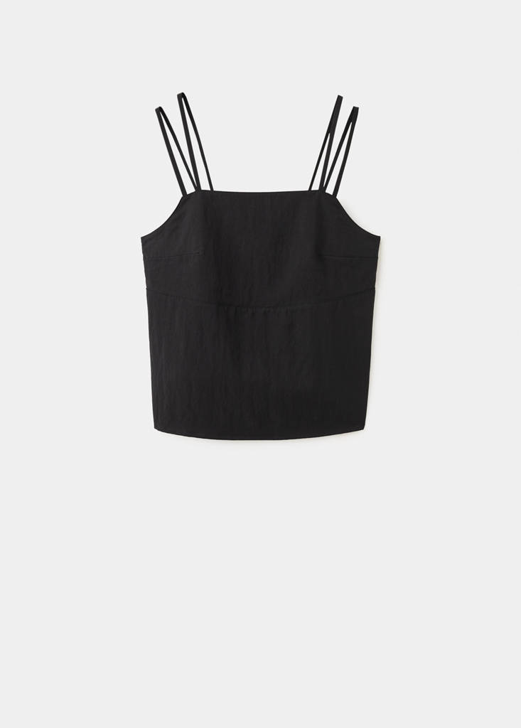 Lyocell top with double straps — Black