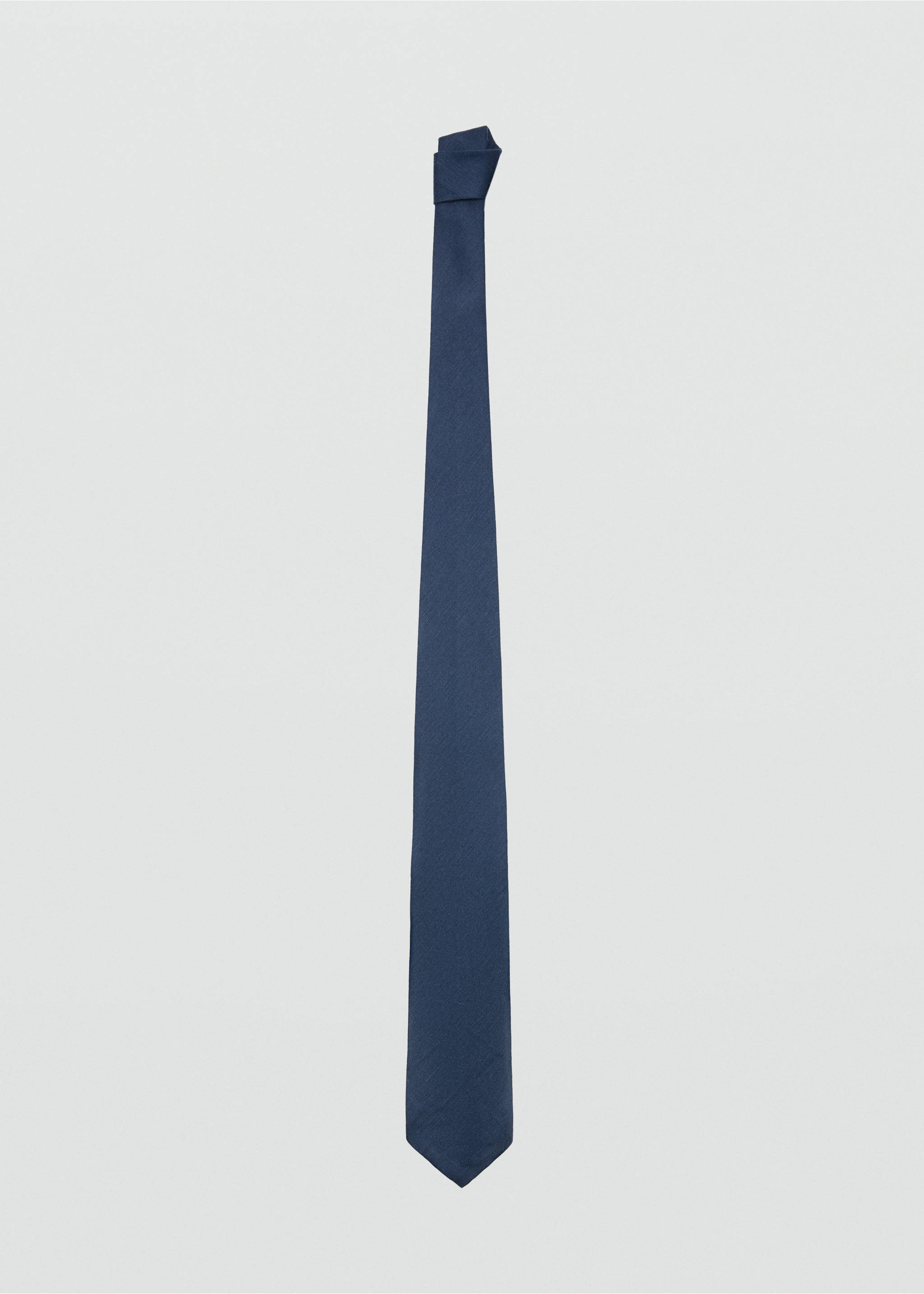 Plain tie in linen and silk blend - Article without model, Navy. Ref: 27067918-00.