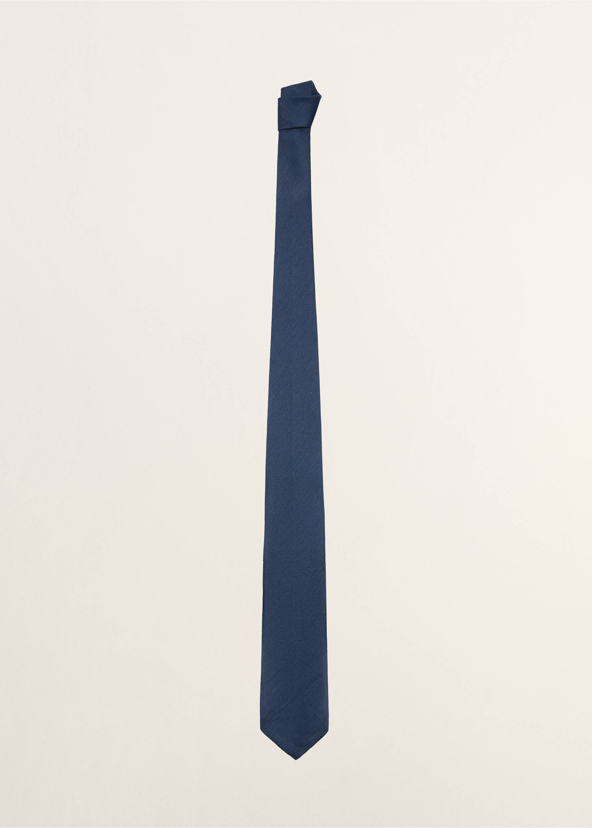 Plain tie in linen and silk blend - Article without model, Navy. Ref: 27067918-00.