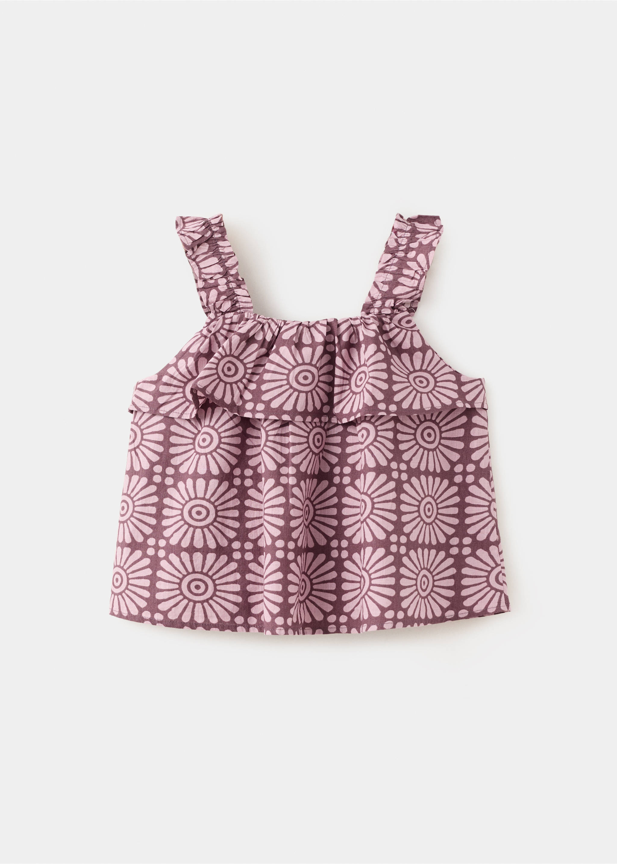 Blouse imprimée à volants - Verso de l’article, Violet clair/pastel. Ref: 27067921-00.