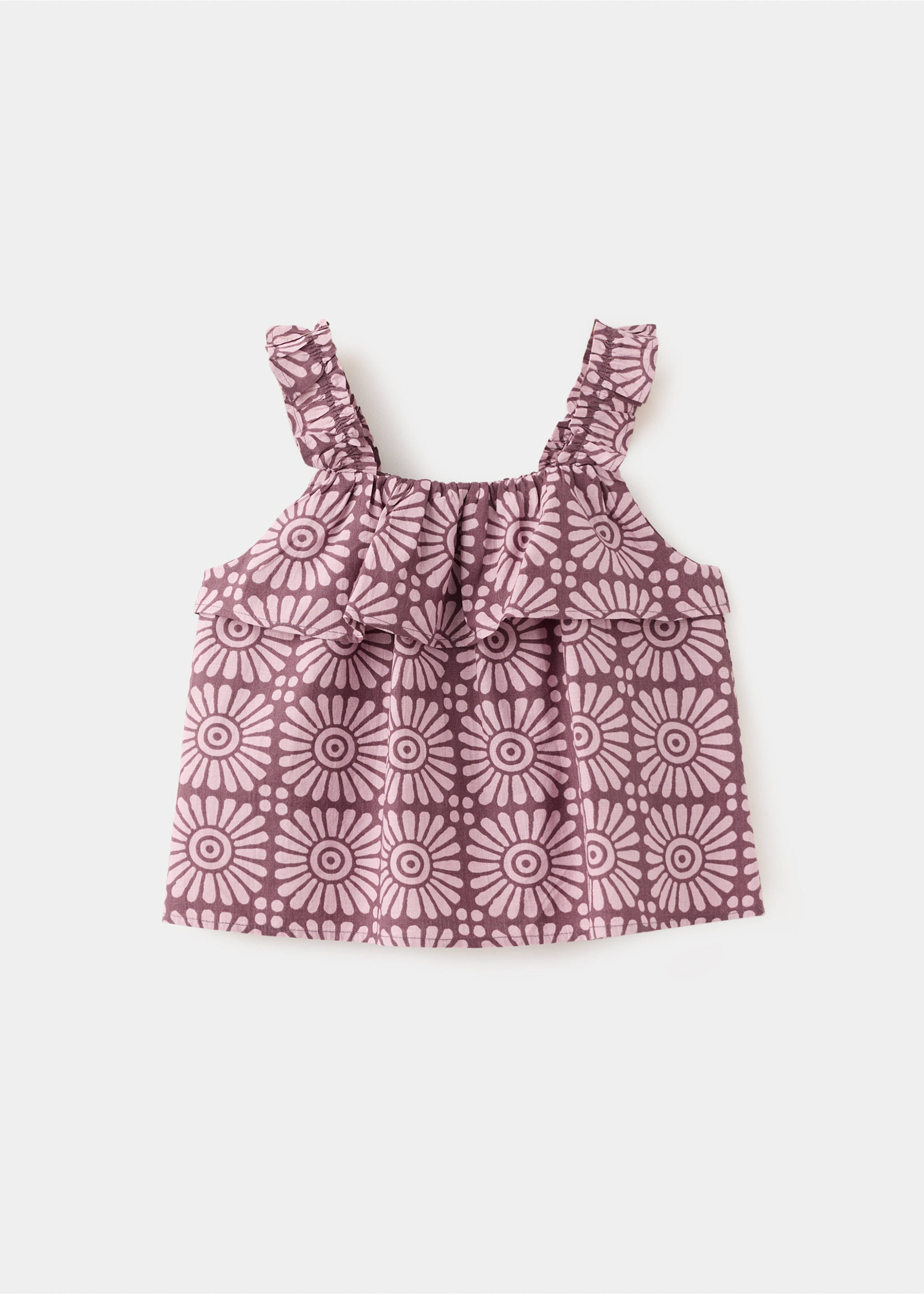 Blouse imprimée à volants - Article sans modèle, Violet clair/pastel. Ref: 27067921-00.