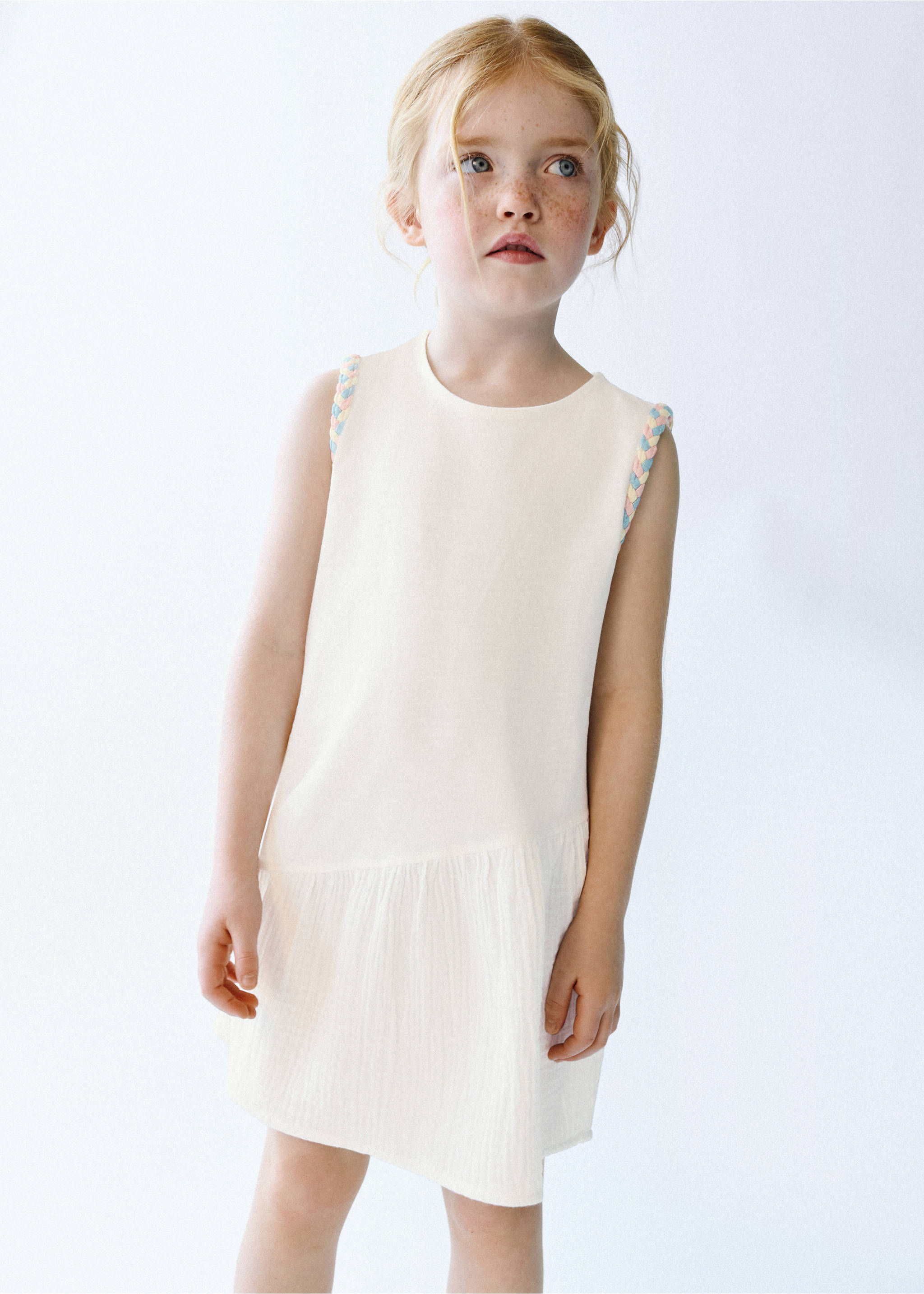 Dress with plaited details - General plane, Off White. Ref: 27067923-00.