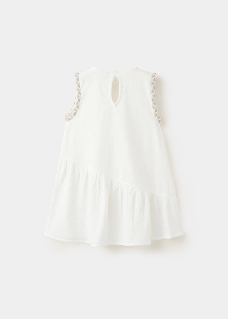 Kleid mit geflochtenen Details — Cremeweiß