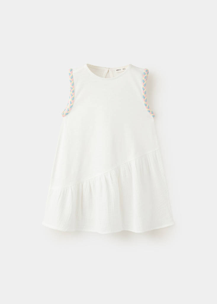 Kleid mit geflochtenen Details — Cremeweiß