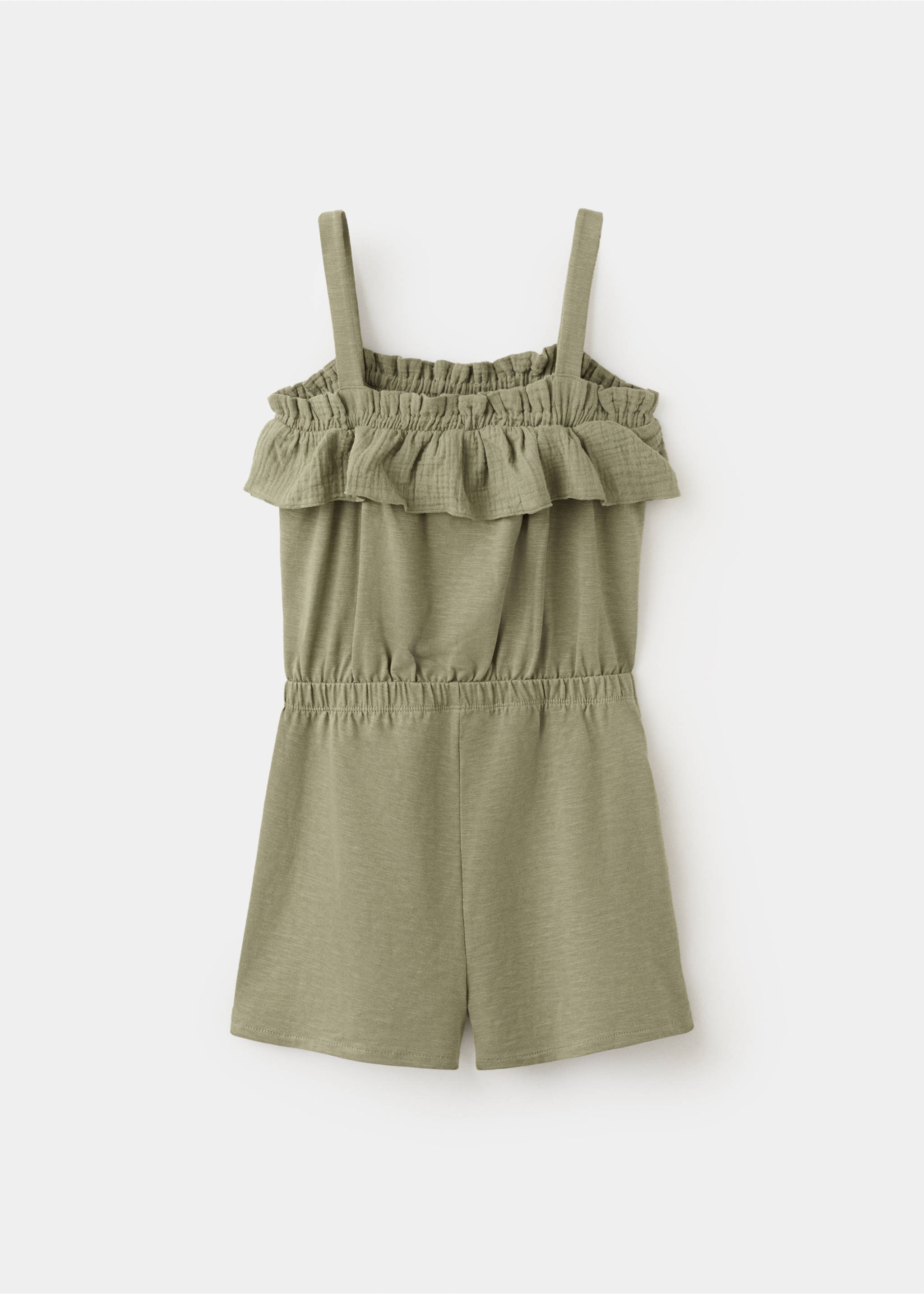 Ruffled detail jumpsuit - Reverse of the article, Khaki. Ref: 27067925-00.