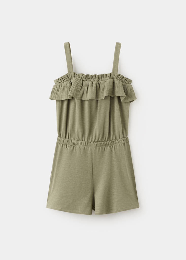 Ruffled detail jumpsuit — Khaki