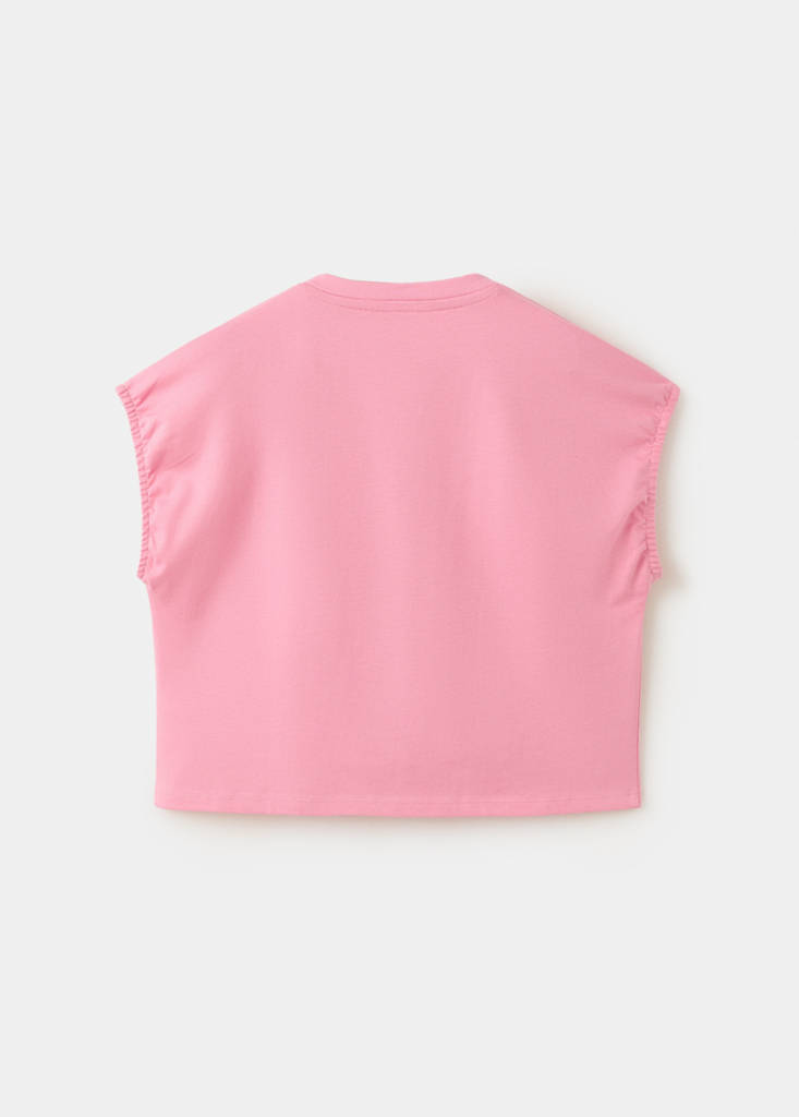 Printed cotton-blend t-shirt — Pink