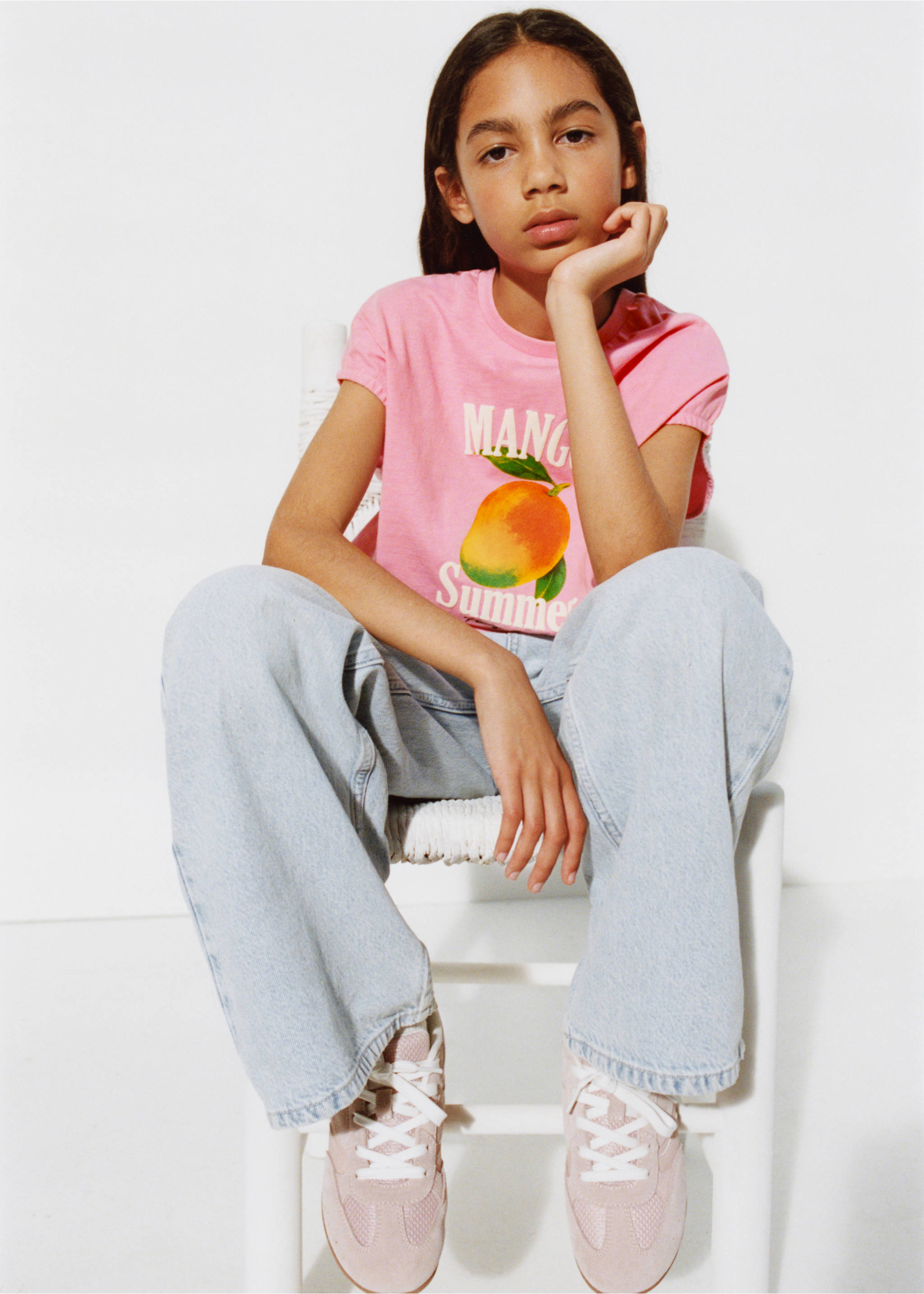 Printed cotton-blend t-shirt - Details of the article 5, Pink. Ref: 27067926-00.