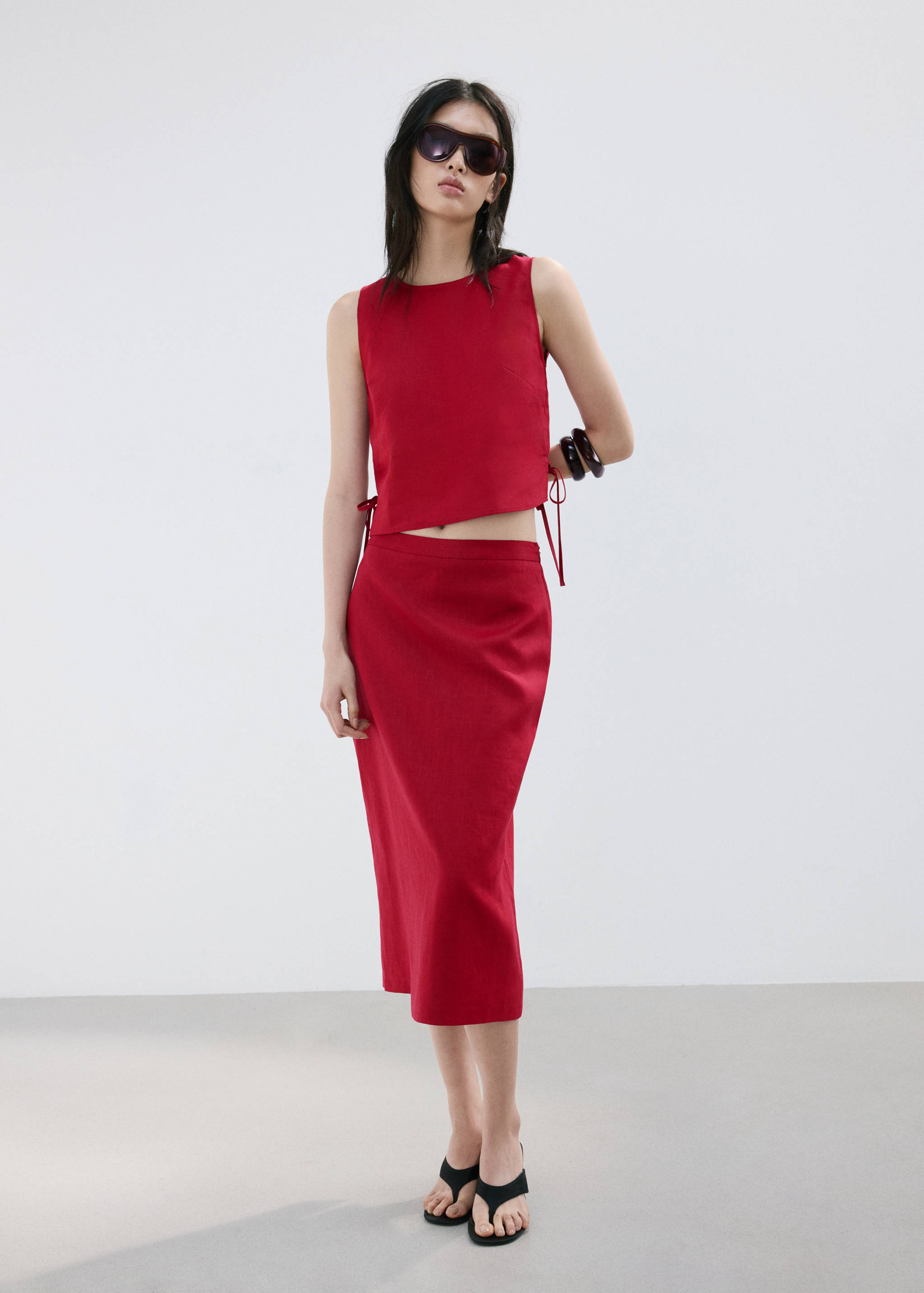 Linen top with ties - General plane