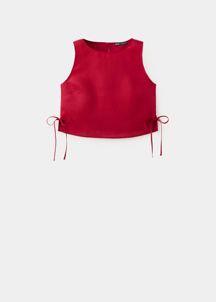 Linen top with ties — Red